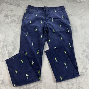 Bonobos Pants Mens 31x32 Slim Fit Corduroy Champagne‎ Bottle Embroidered Novelty